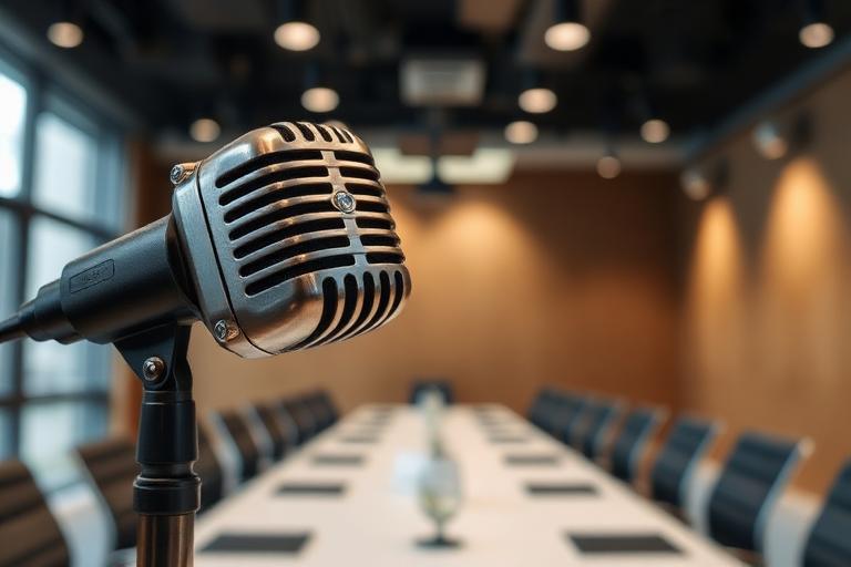 Vintage microphone at the London Leadership Forum